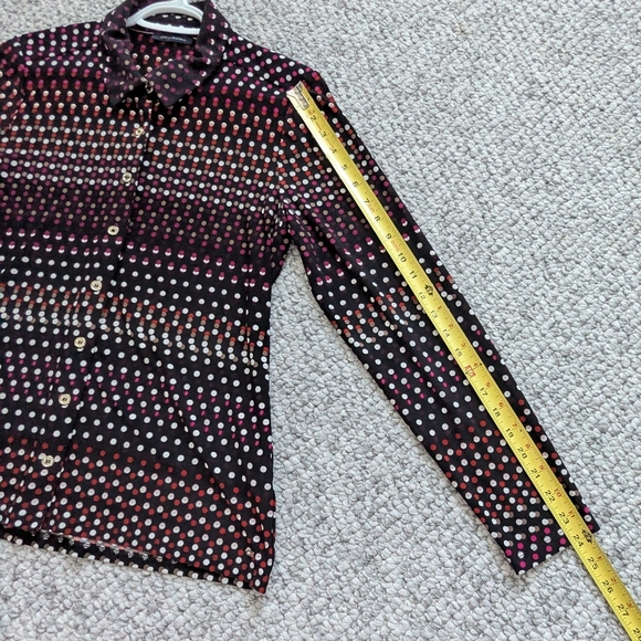 Tommy Hilfiger Women's (S/M) Black Button-Down Blouse w/Multicolored Polka Dots - Picture 5 of 13